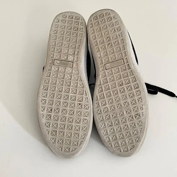 Puma Black Suede Vikky White Platform Low Top Sporty Comfort Leather Sneakers  8 - Picture 7 of 13